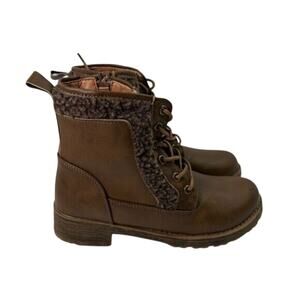 GC Shoes Girls Combat Boots sz 1 Sherpa NEW # bag K-35